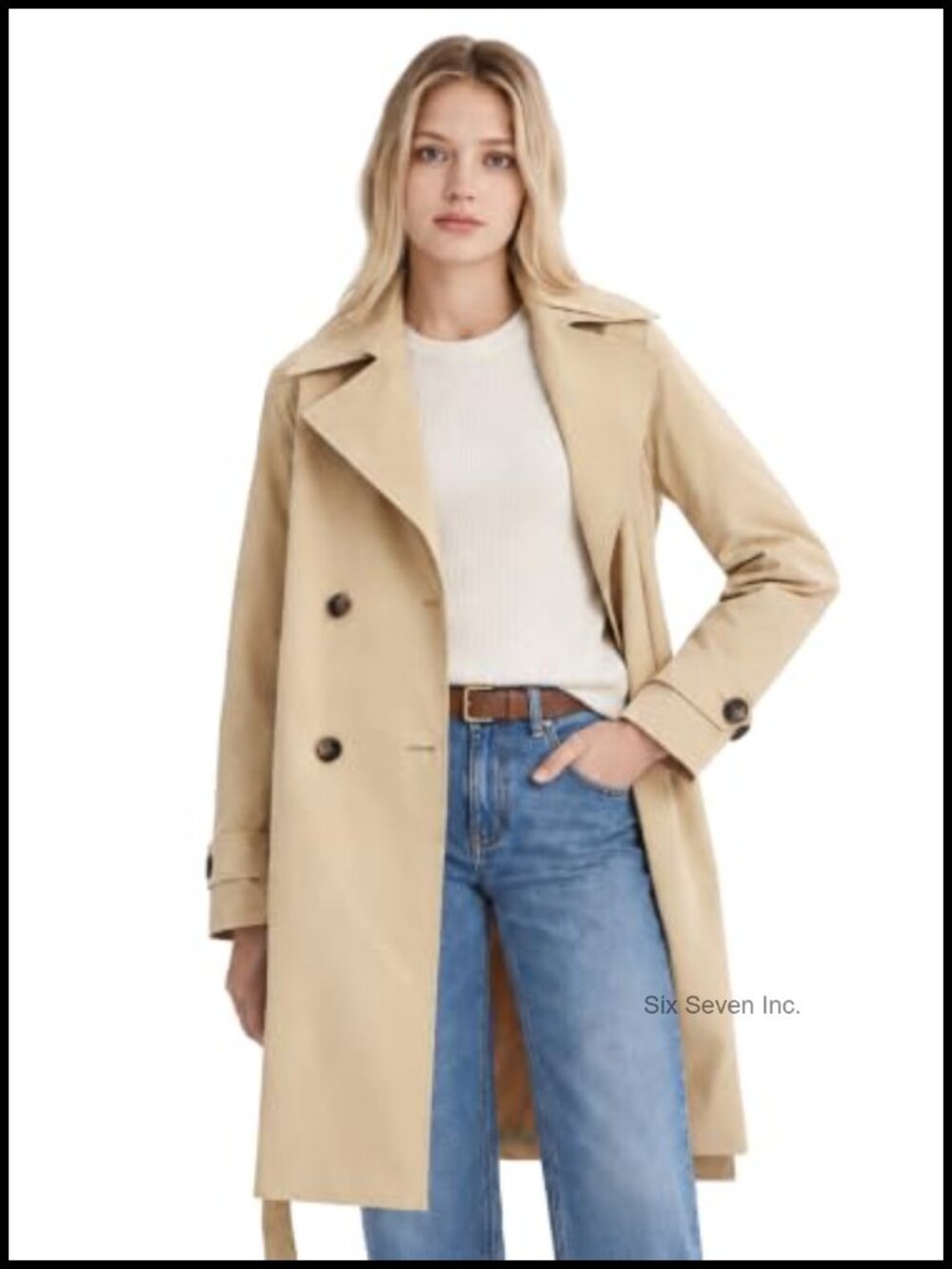 Women's Double Breasted Trench Coat Long Windbreaker Belted